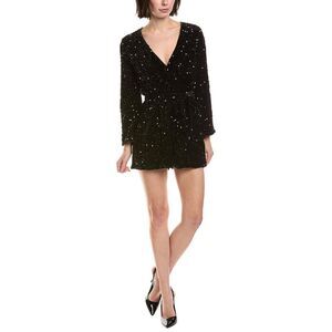 Estellina Womens  Sequin Velvet Romper, Black